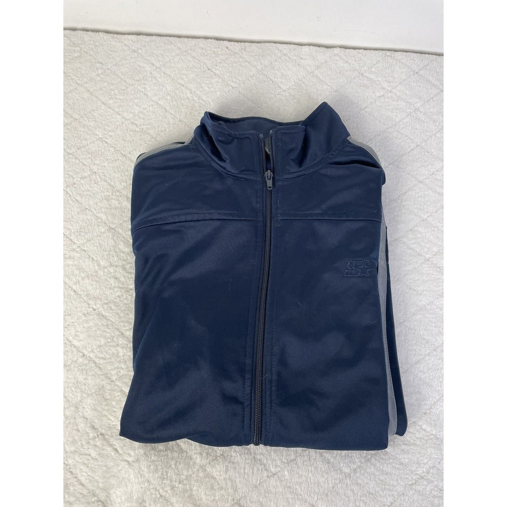 Starter Dark Blue Track Jacket Mens Size lrg 42-44 exc cond